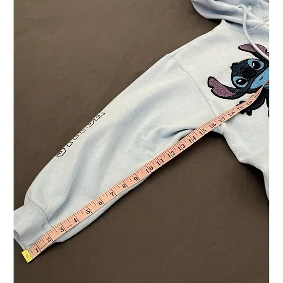 STITCH Disney Ohana Lilo & Stitch Light Blue Hooded Full Zip Jacket Size Large - Picture 9 of 9